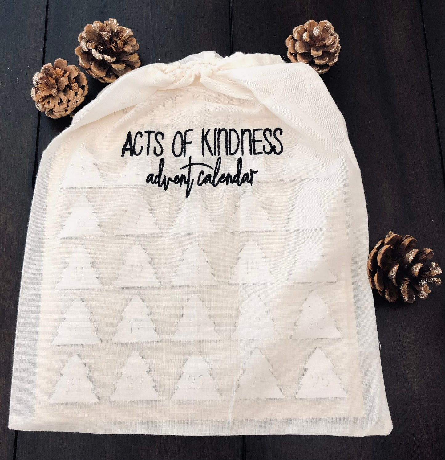 Act Of Kindness Advent Calendar with Storage Bag, Kids Advent Calendar, Interactive Christmas Calendar, Embroidery Bag With Advent Calendar