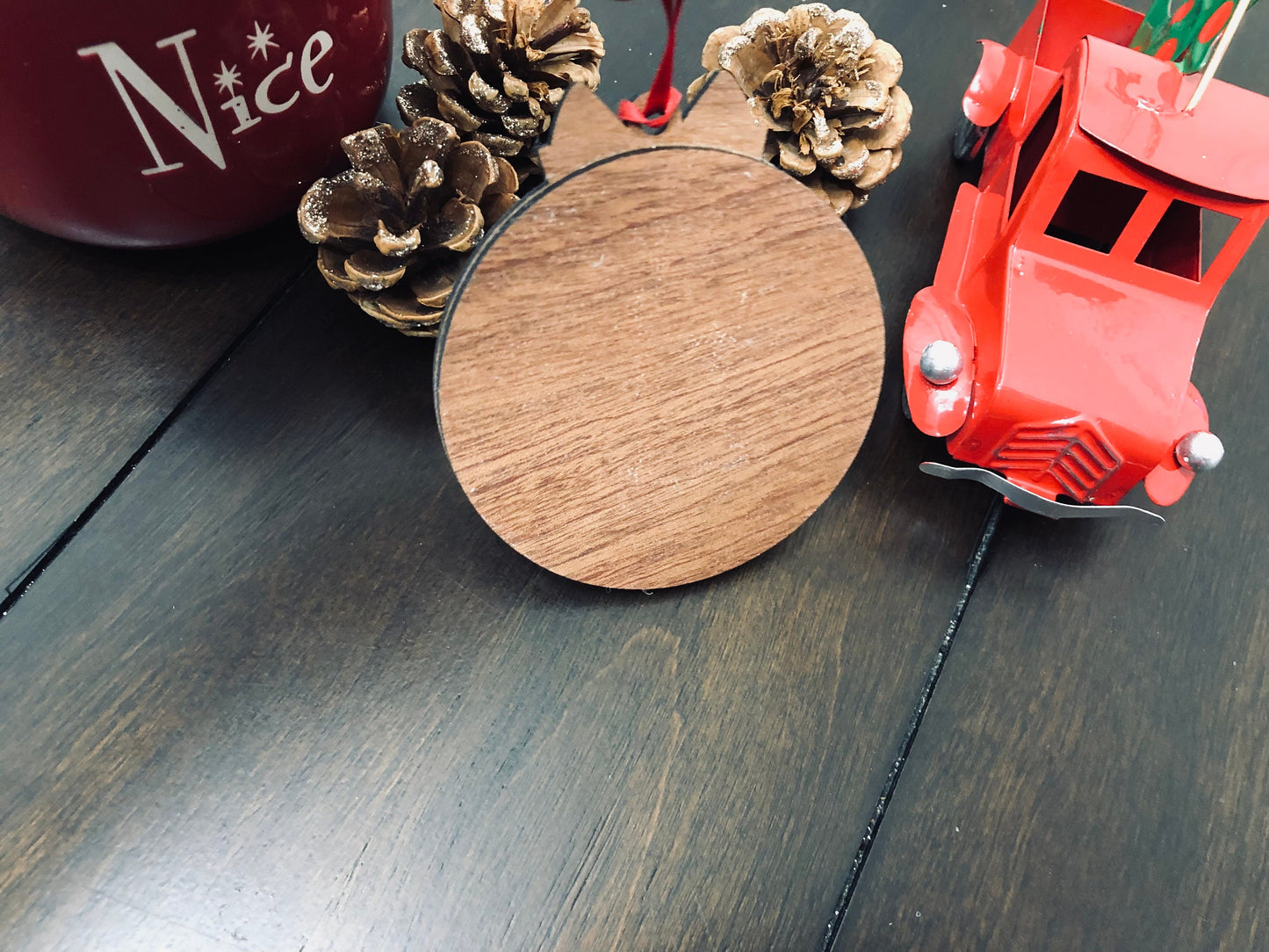 Personalized Family Christmas Ornament: Wood, Pet Paw Print Keepsake