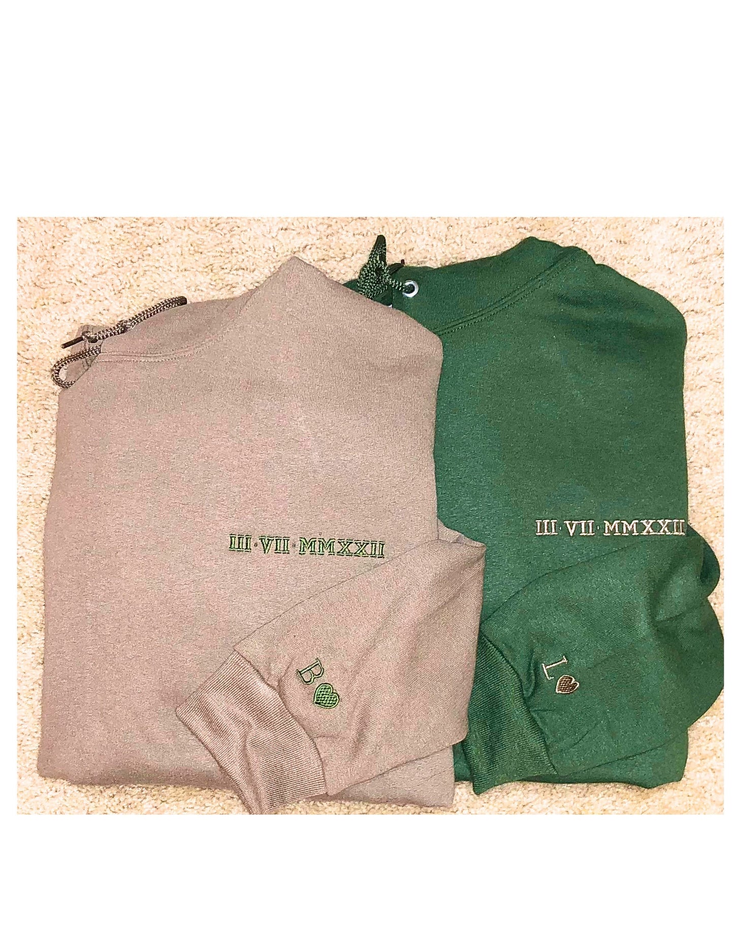 Personalized Anniversary Date Hoodie: Roman Numerals, Initials, Embroidered Gift