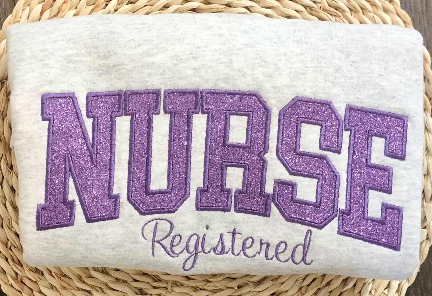 Embroidered Nurse Sweatshirt: Cotton Blend RN Crewneck