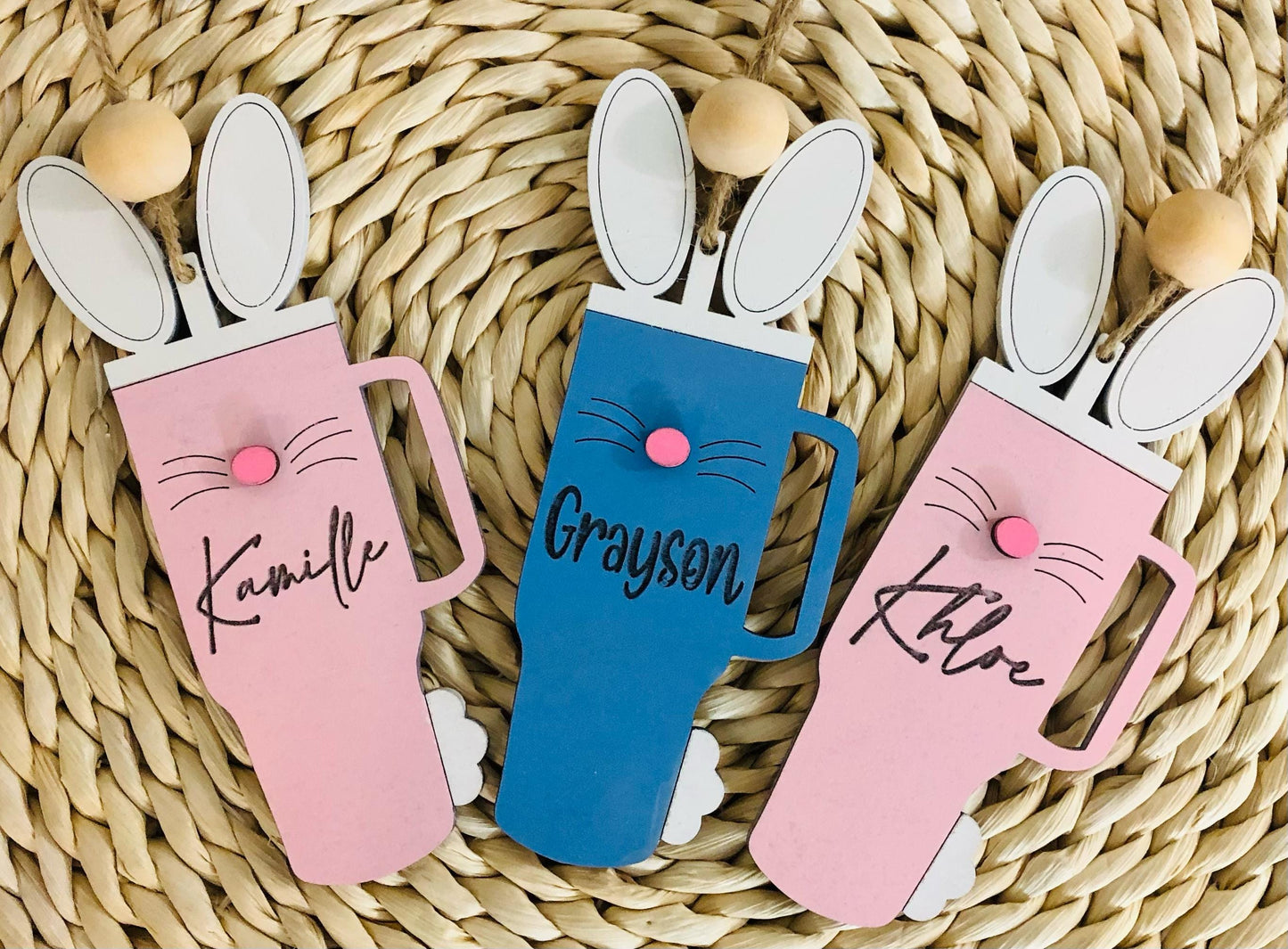 Personalized Easter Basket Tag: Bunny Tumbler Name Tag