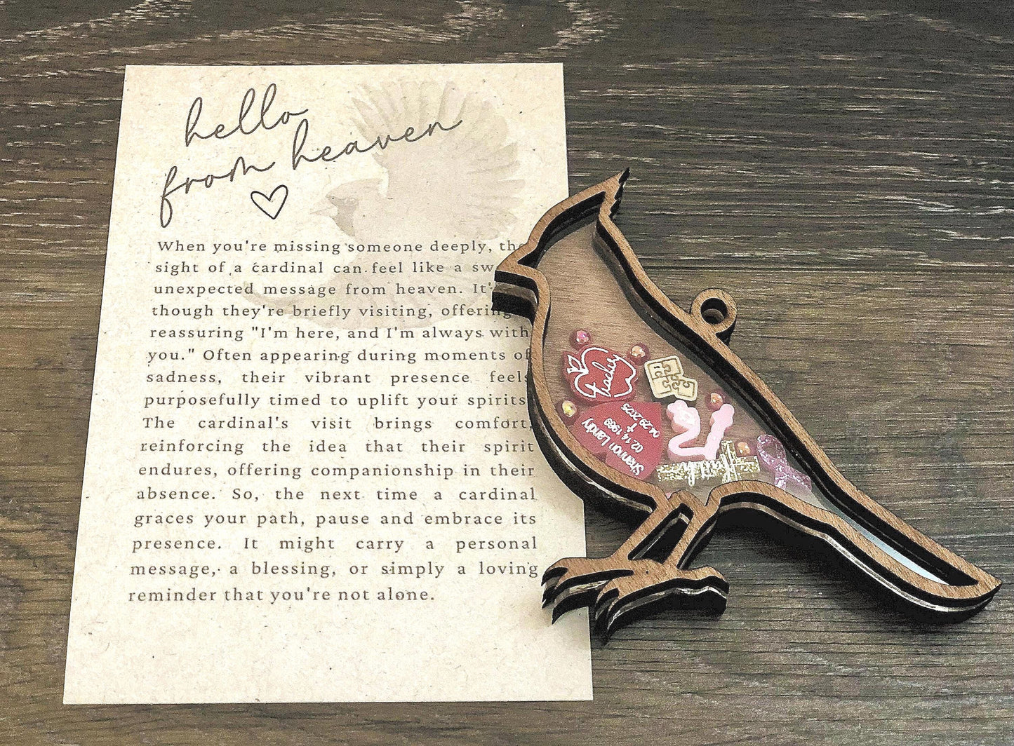 Laser Cut Cardinal Ornament Shaker