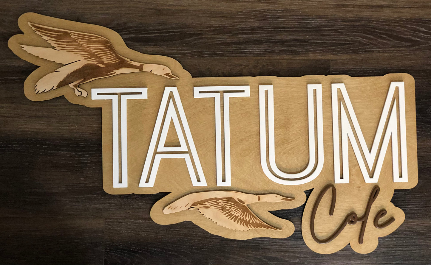 Custom Wooden Layered Duck Name Sign: Nature Nursery Decor