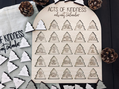 Act Of Kindness Advent Calendar with Storage Bag, Kids Advent Calendar, Interactive Christmas Calendar, Embroidery Bag With Advent Calendar