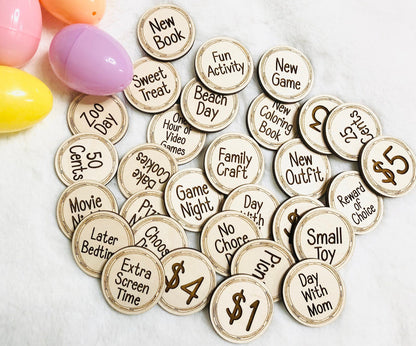 Easter Tokens 30, Advent Tokens, Holiday Tokens, Bunny Tokens, Reward Tokens, Family Easter Tokens, Holiday Tokens For Children
