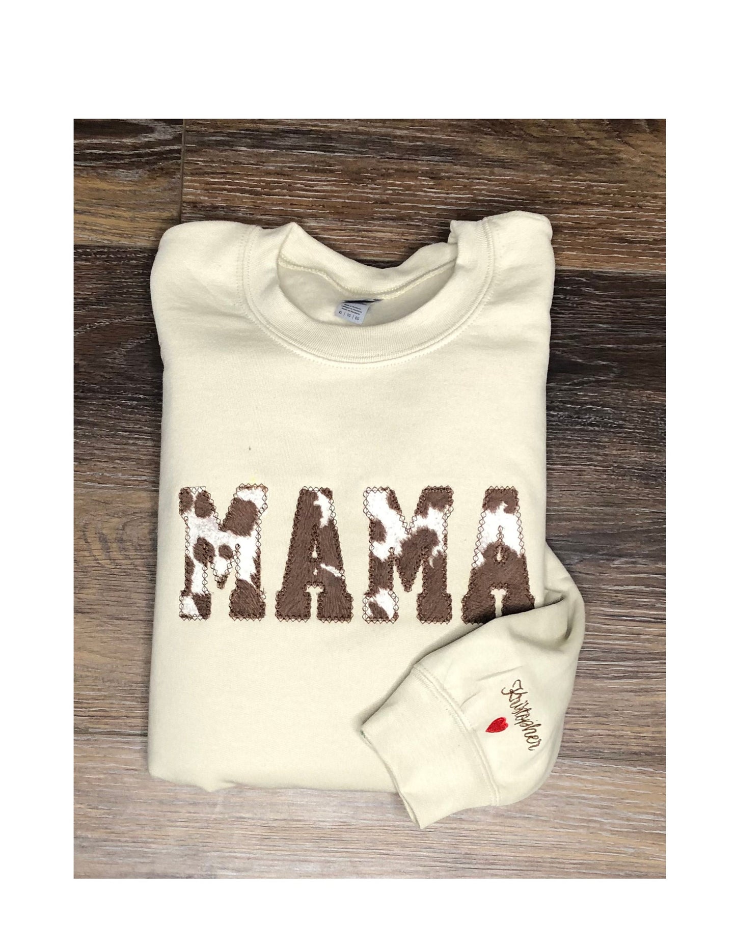 Animal Print MAMA Sweatshirt, Personalized Sleeve Sweatshirt, MAMA Crew, Custom Gift for Mom, New Mom Gift
