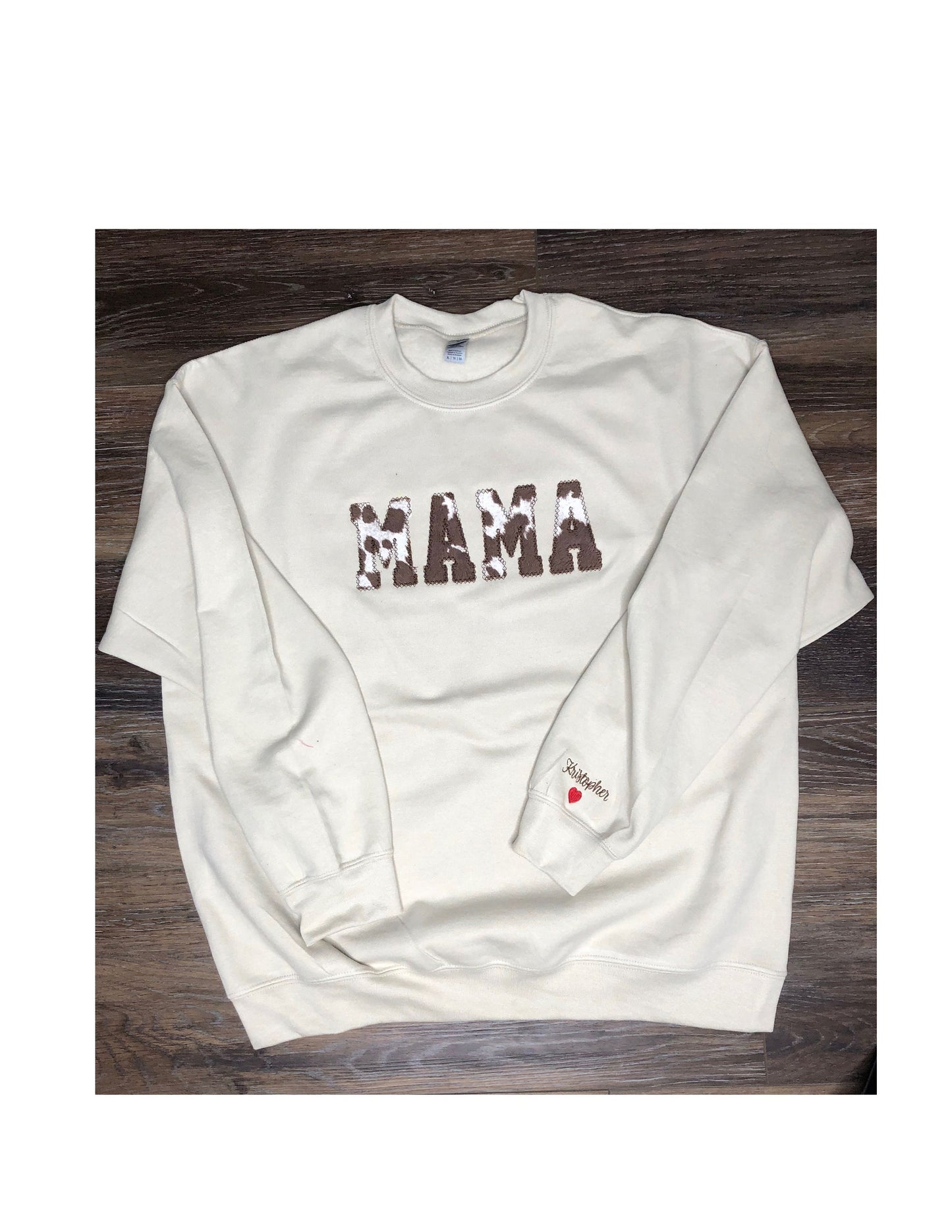 Animal Print MAMA Sweatshirt, Personalized Sleeve Sweatshirt, MAMA Crew, Custom Gift for Mom, New Mom Gift