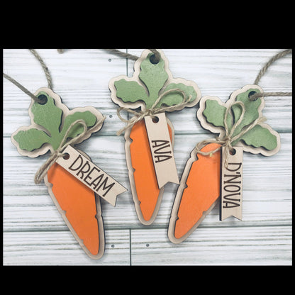 3D Laser Easter Tag Easter Basket Name Tags, Wooden Carrot Name Tags, Wooden Name Labels, Easter Gifts