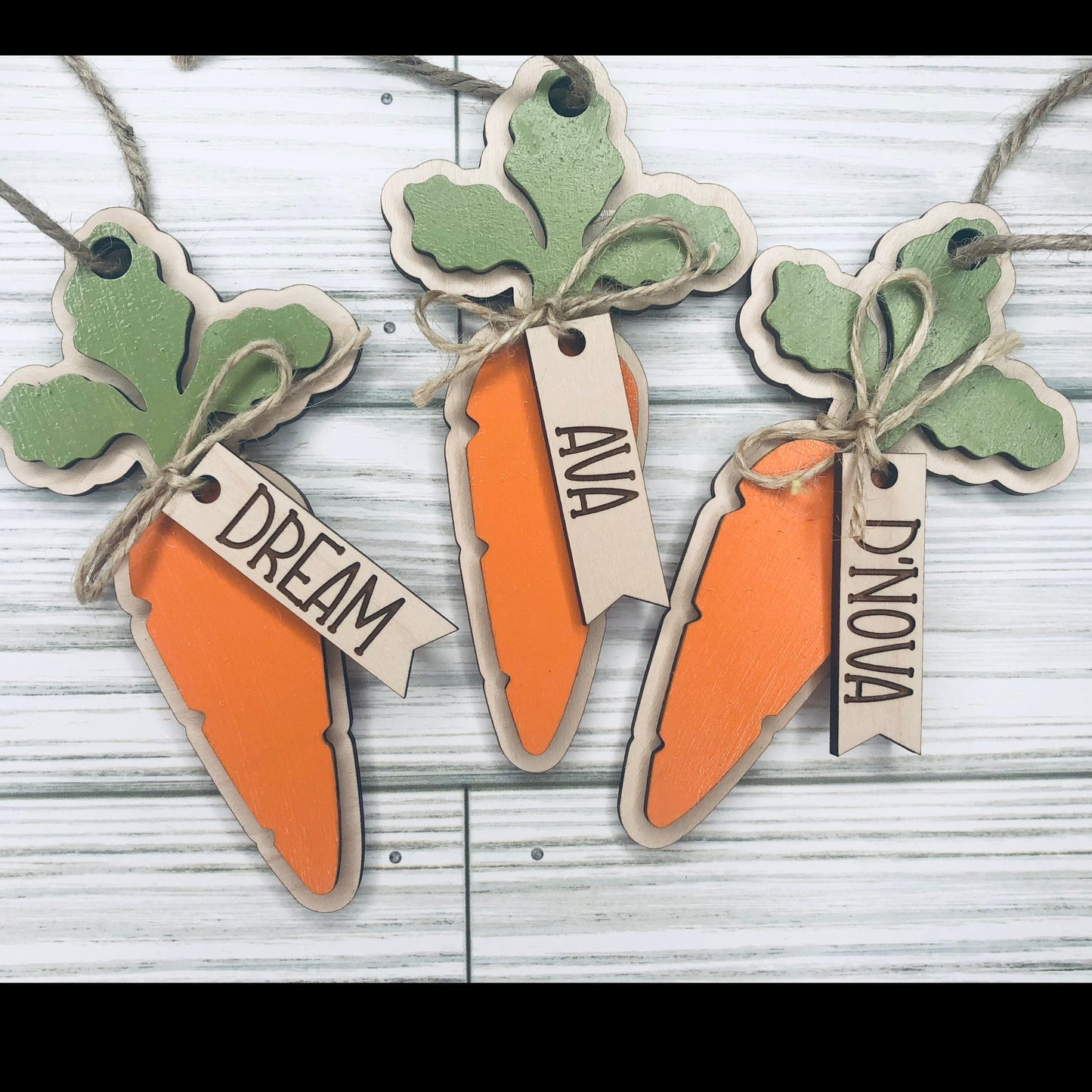 3D Laser Easter Tag Easter Basket Name Tags, Wooden Carrot Name Tags, Wooden Name Labels, Easter Gifts