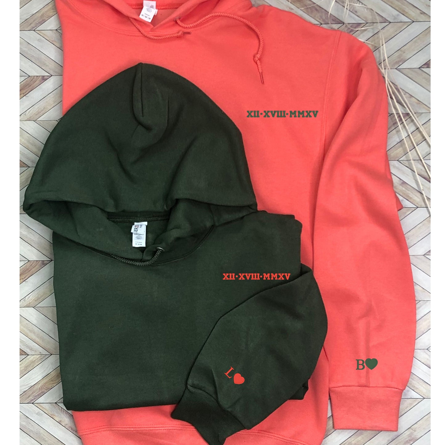 Personalized Anniversary Date Hoodie: Roman Numerals, Initials, Embroidered Gift