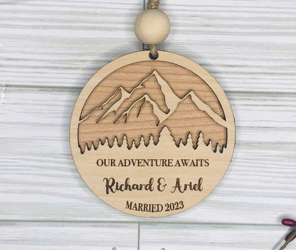 Personalized Engagement Ornament, First Christmas Engaged Ornament, First Christmas  Married Ornament, Mountain Top Christmas Ornament