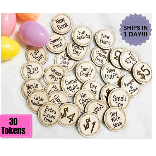 Easter Tokens 30, Advent Tokens, Holiday Tokens, Bunny Tokens, Reward Tokens, Family Easter Tokens, Holiday Tokens For Children