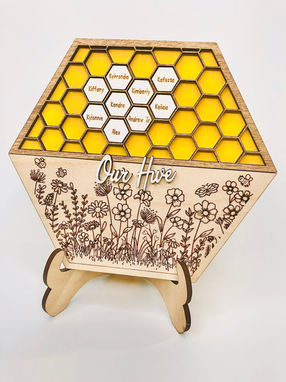 Personalized Bee Hive Family Plaque: Custom Grandbabees Sign