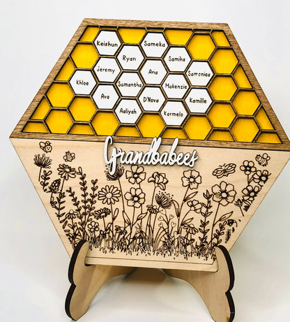 Personalized Bee Hive Family Sign: Custom Grandbabees Gift