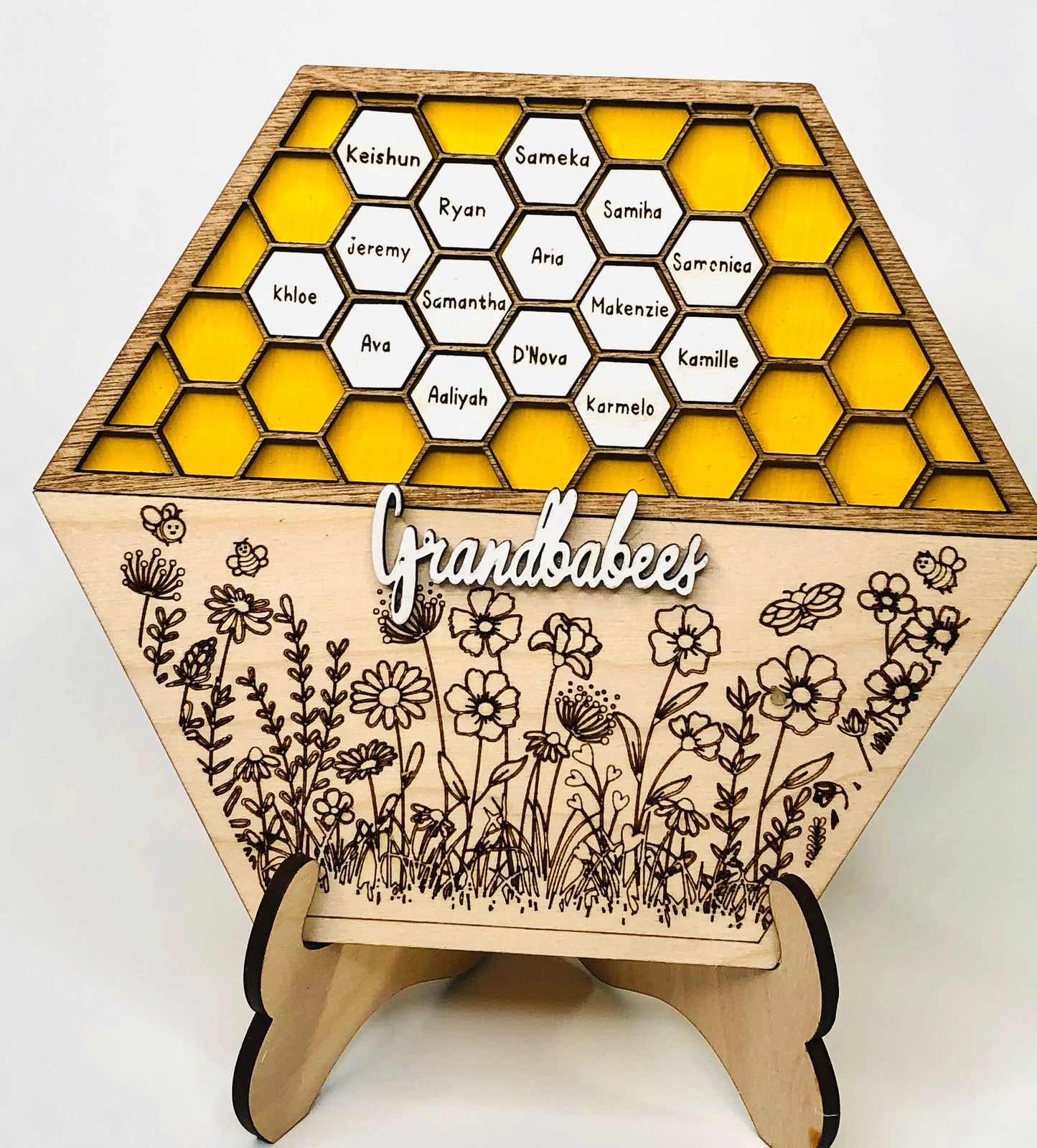 Personalized Bee Hive Family Plaque: Custom Grandbabees Sign