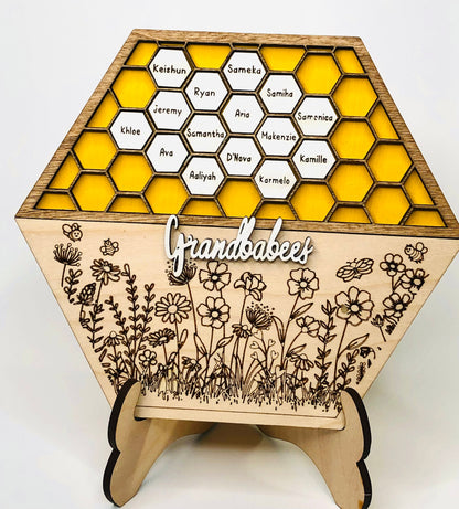 Personalized Bee Hive Family Plaque: Custom Grandbabees Sign
