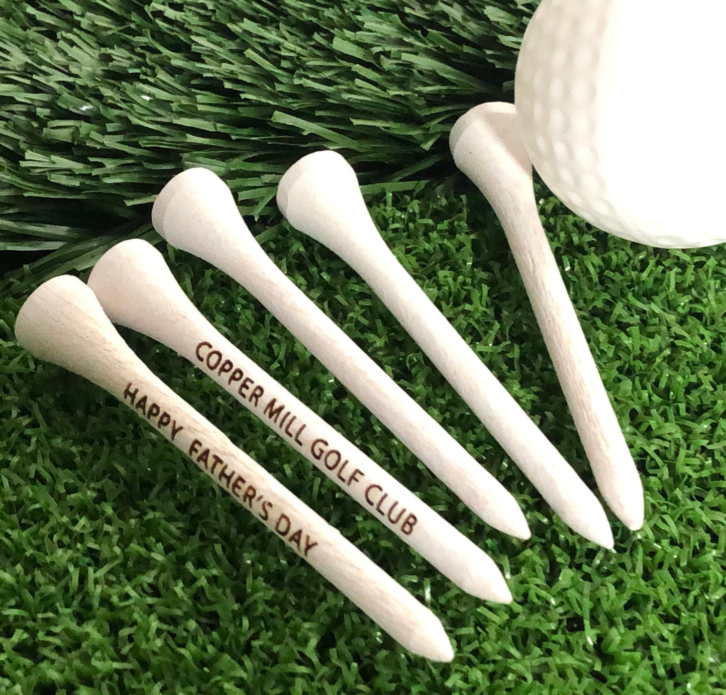 Custom Laser Engraved Golf Tees, Personalized Golf Tee - 2.75" - Natural Wood or White
