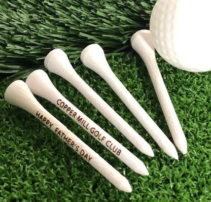Custom Laser Engraved Golf Tees, Personalized Golf Tee - 2.75" - Natural Wood or White