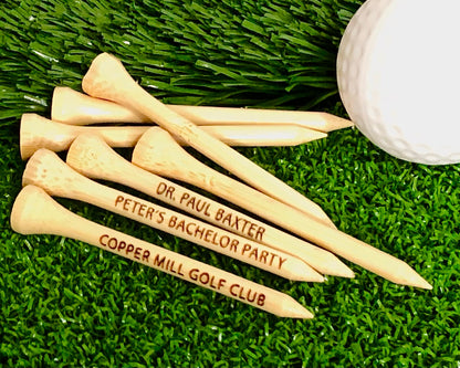 Custom Laser Engraved Golf Tees, Personalized Golf Tee - 2.75" - Natural Wood or White