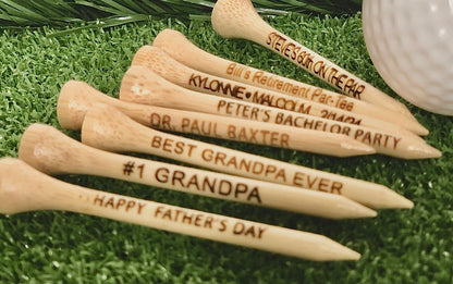 Custom Laser Engraved Golf Tees, Personalized Golf Tee - 2.75" - Natural Wood or White
