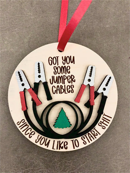 Custom Jumper Cable Christmas Ornament, Jumper Cable, Christmas Tree Ornament With Family Names, Funny Adult Gift