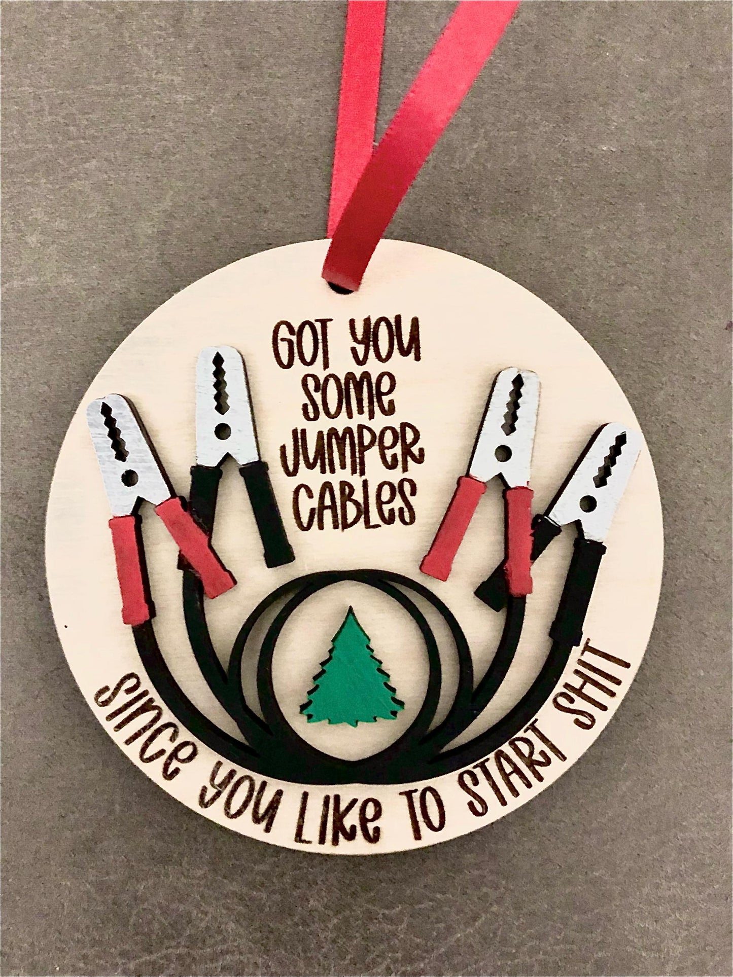 Custom Jumper Cable Christmas Ornament: Funny Adult Gift