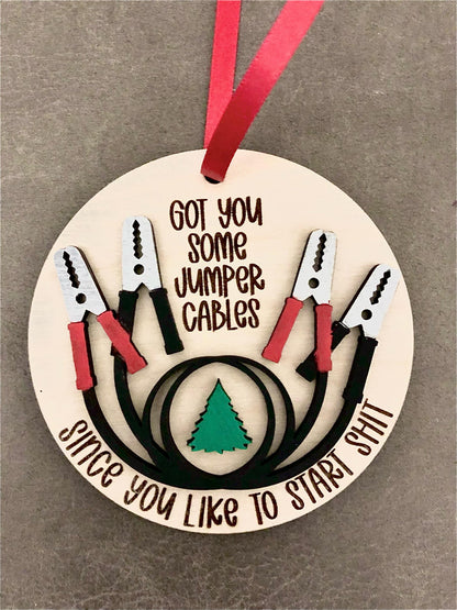Custom Jumper Cable Christmas Ornament: Funny Adult Gift