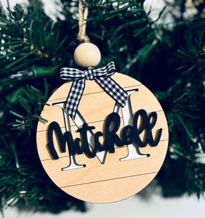 Custom Family Christmas Ornament, Christmas Shiplap Ornament with Name, Christmas Tree Ornament With Family Name, Personalized Ornament