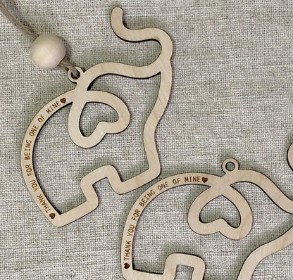 Laser Cut Birch Elephant Ornament: Sisterhood Gift