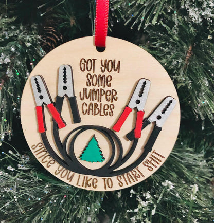 Custom Jumper Cable Christmas Ornament, Jumper Cable, Christmas Tree Ornament With Family Names, Funny Adult Gift