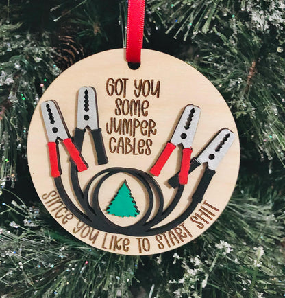 Custom Jumper Cable Christmas Ornament: Funny Adult Gift