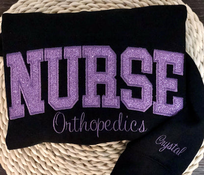 Embroidered Nurse Sweatshirt: Cotton Blend RN Crewneck