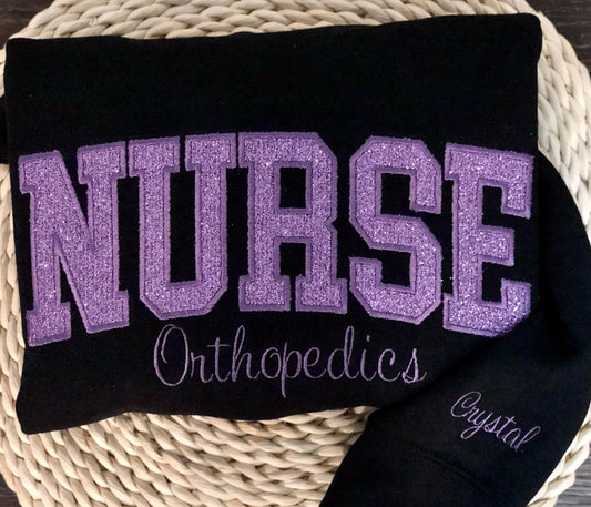 Embroidered Nurse Sweatshirt: Cotton Blend RN Crewneck