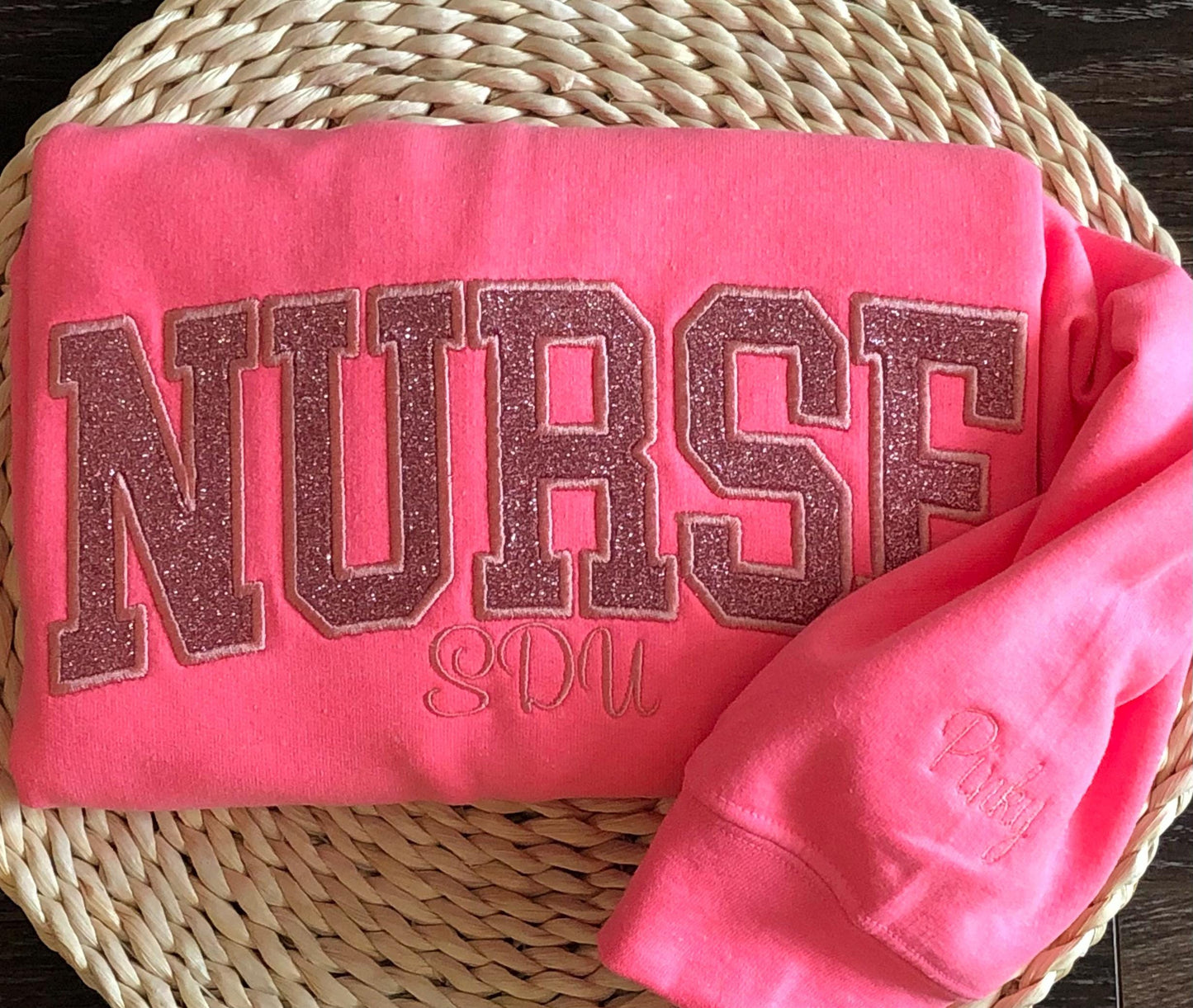 Embroidered Nurse Sweatshirt: Cotton Blend RN Crewneck