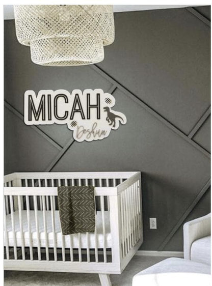 Layered Wooden Baby Name Sign: Custom Nursery Decor