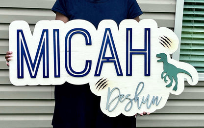 Layered Wooden Baby Name Sign: Custom Nursery Decor