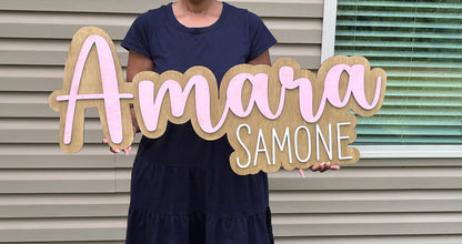 Layered Wooden Nursery Name Sign: Custom Baltic Birch, Baby Room Decor