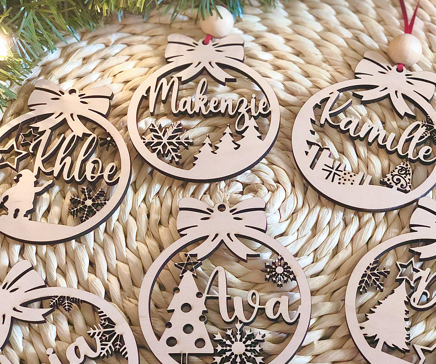 Personalized Wooden Christmas Ornament: Laser Cut Name, Custom Xmas Decor