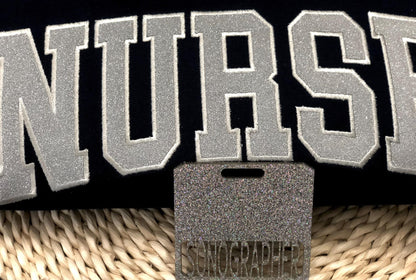 Puff Vinyl Embroidered Nurse Sweatshirt and Badge Buddy: Cotton Blend RN Crewneck