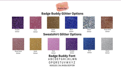 Puff Vinyl Embroidered Nurse Sweatshirt and Badge Buddy: Cotton Blend RN Crewneck