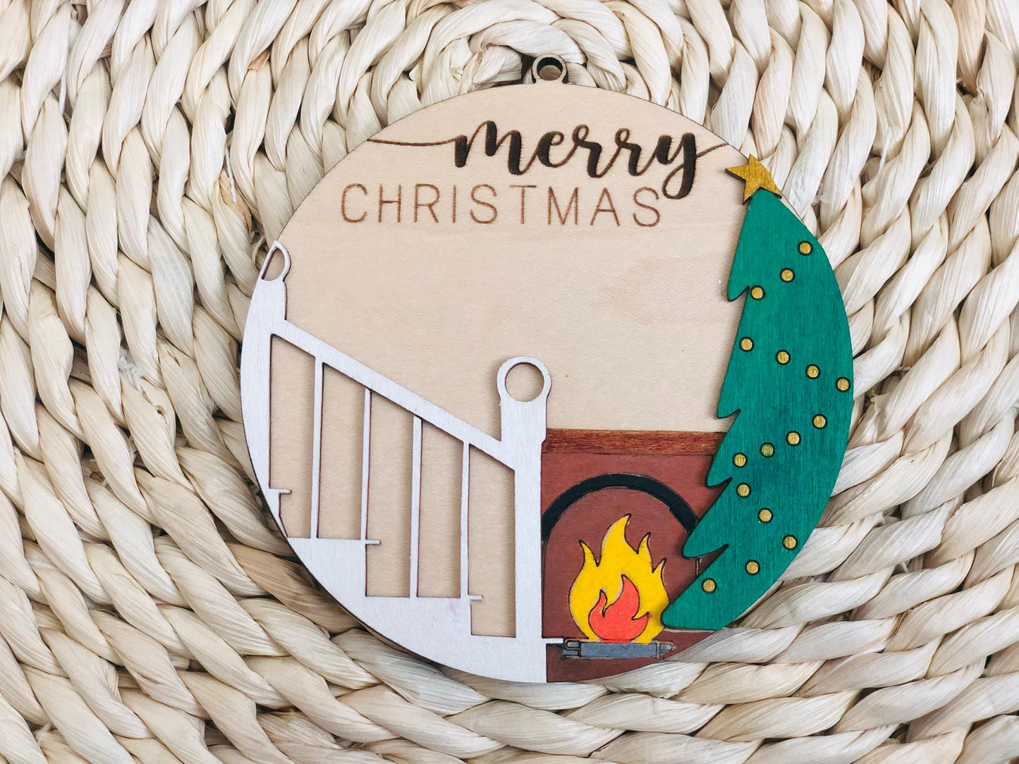 Personalized Wooden Christmas Ornament: Layered Family Stair Stocking