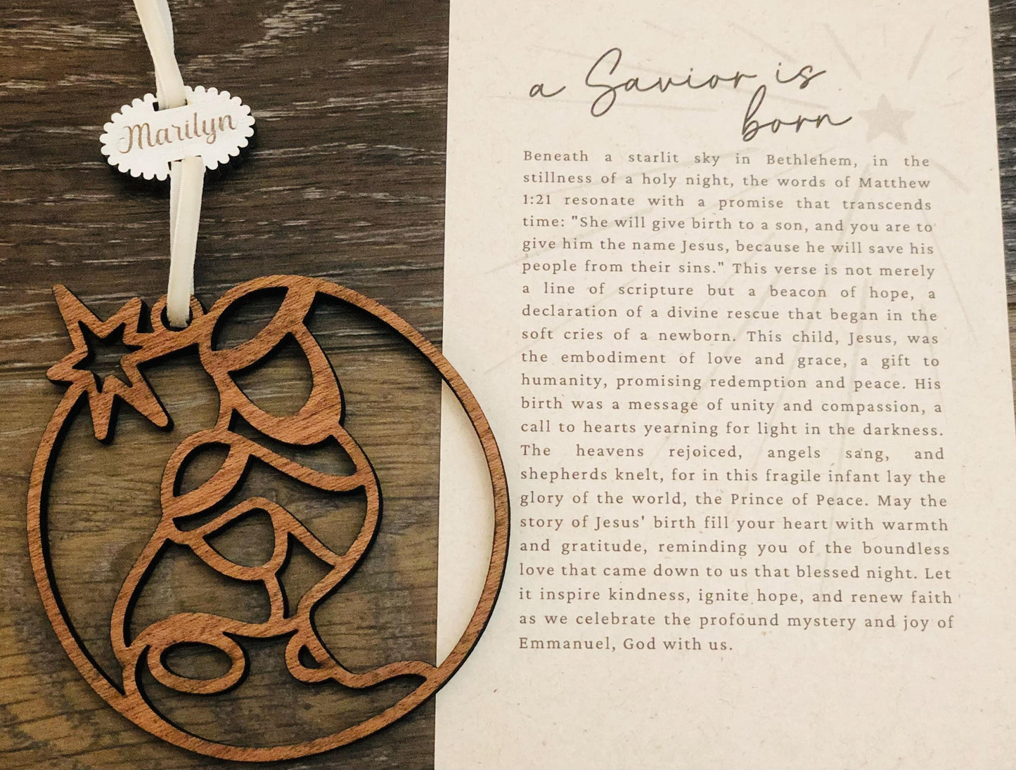 Oh Holy Night Ornament and Card, Christmas Ornament, A Savior is Born Ornament