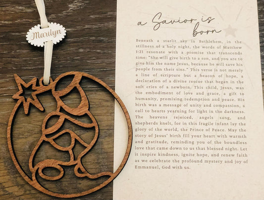 Oh Holy Night Ornament and Card, Christmas Ornament, A Savior is Born Ornament